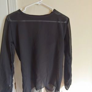Sheer long-sleeve black top